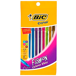 LAPICEROS BIC FASHION EN BOLSA DE 8 COLORES SURTIDO